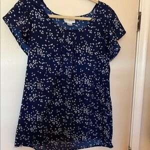 Sass & Sassy Maternity Top Blue White Floral Size L
